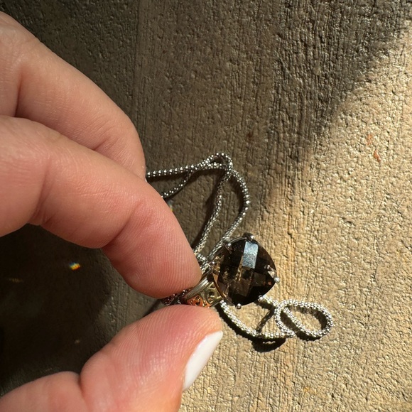 18K yellow gold and 925 Sterling silver Smoky Quartz pendant necklace - Picture 9 of 14